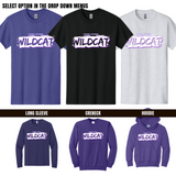 YOUTH Three Rivers Wildcats Spirit Wear Tshirt - Long Sleeve - Crewneck - Hoodie