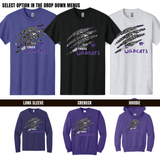 YOUTH Three Rivers Wildcats Spirit Wear Tshirt - Long Sleeve - Crewneck - Hoodie