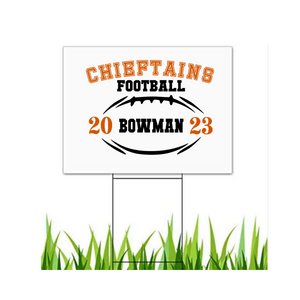 Chieftain outdoor football sign with Personalized players name 18x24" - Salted Words, LLC