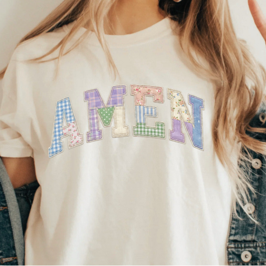 A 3x3 collage showing a woman wearing different colorful graphic T-shirts. Each shirt features a unique teacher-themed design, including quotes like 'HAPPY TO SEE YOUR FACE', 'Teaching is my joy', and 'TEACHER' with a bow, all paired with denim jackets.