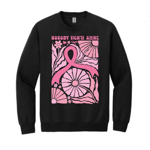 Nobody Fights Alone Breast Cancer Aweareness Crewneck