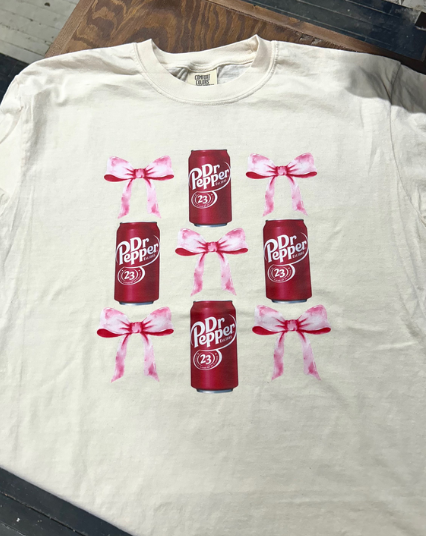Dr Pepper tshirt or dtf print / Soft Drink apparel / Coquette Preppy Tshirt / Soda Pop print / Bows Comfort Colors Tshirt - Salted Words, LLC