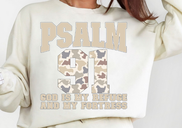 Psalm 91 God is my Refuge Crewneck 18000 Gildan - Heavy Blend™ Crewneck Sweatshirt
