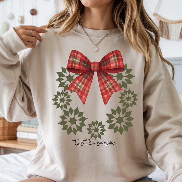 Tis the season Christmas Wreath Tshirt - Long Sleeve - Crewneck - Hoodie