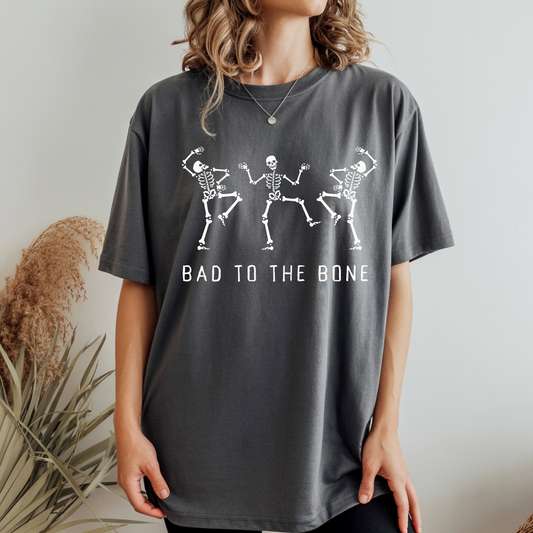 Bad to the bone Halloween | Comfort Colors T-shirt | Moody Shirt | Gift for Mamas | Stylish Trendy Apparel