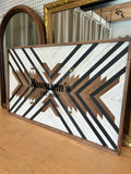 Personalized name wood piece art / Framed wood sign / Geometrical wood wall art with acrylic stand off custom name / Est name sign - Salted Words, LLC