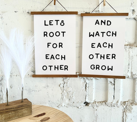 Home decor / wall hanging / signs / large wall art / Lets root for eachother and watch eachother grow collection Framed wood signs - Salted Words, LLC