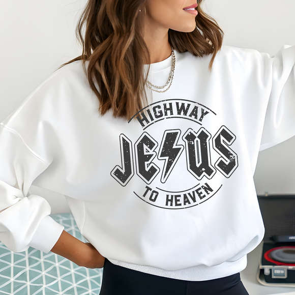 Jesus Highway to Heaven Comfort Colors Tshirt or Crewneck Sweatshirt