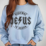 Jesus Highway to Heaven Comfort Colors Tshirt or Crewneck Sweatshirt - Salted Words, LLC