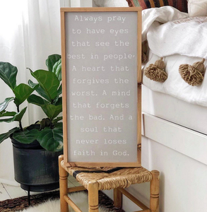 Always pray framed Home decor wooden sign christian