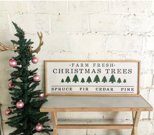 Farm fresh Christmas trees framed quote sign / Christmas decor / Christmas wall art / Framed wall art / Large wall decor - Salted Words, LLC