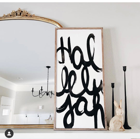 Hallelujah hand lettered wood sign modern home decor