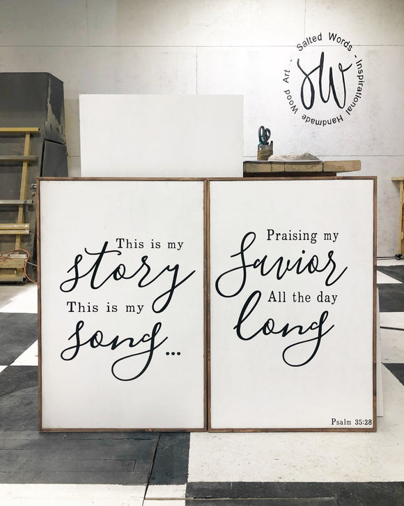This is my story this is my song collection of 2 decor signs / wall hanging / signs / large wall art  / collection Framed wall art - Salted Words, LLC