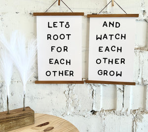 Home decor / wall hanging / signs / large wall art / Lets root for eachother and watch eachother grow collection Framed wood signs - Salted Words, LLC