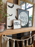 Bats lasercut framed sign / Halloween decor / Home decor signs / wall hanging / Fall farmhouse sign - Salted Words, LLC
