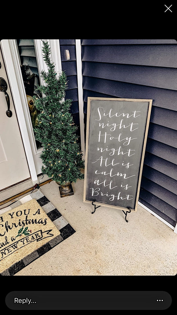 Silent night Holy night framed wall hanging black/white/graywash - Salted Words, LLC