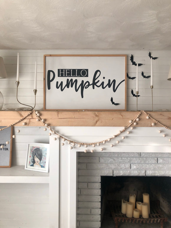 Wall decor Hello Pumpkin framed quote sign - Salted Words, LLC