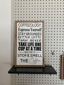 Coffeeology wooden sign - Salted Words, LLC