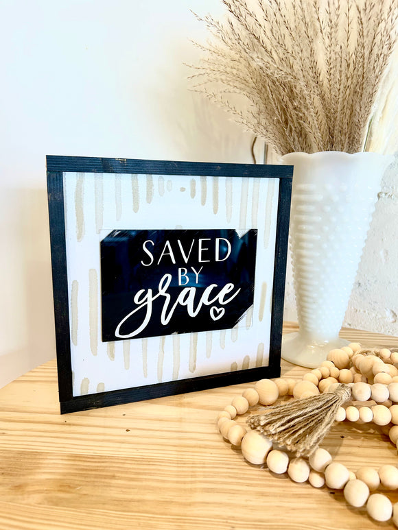 Saved by Grace modern farmhouse sign / Modern Home decor / Christian art - Salted Words, LLC