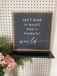 And I think to myself framed wood sign modern room decor - Salted Words, LLC