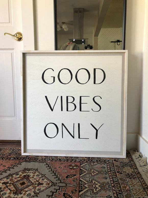 Good Vibes Only framed wood signs for home boho room decor